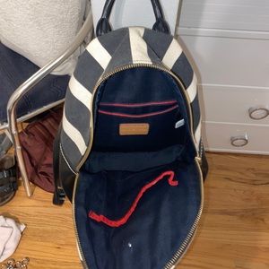 black and white striped tommy hilfiger backpack
